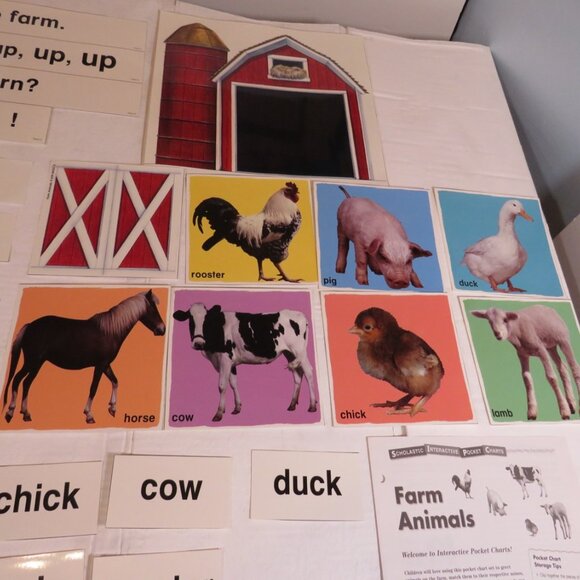 Farm Animals POCKET CHART complete set LAMINATED Scholastic - Picture 7 of 11